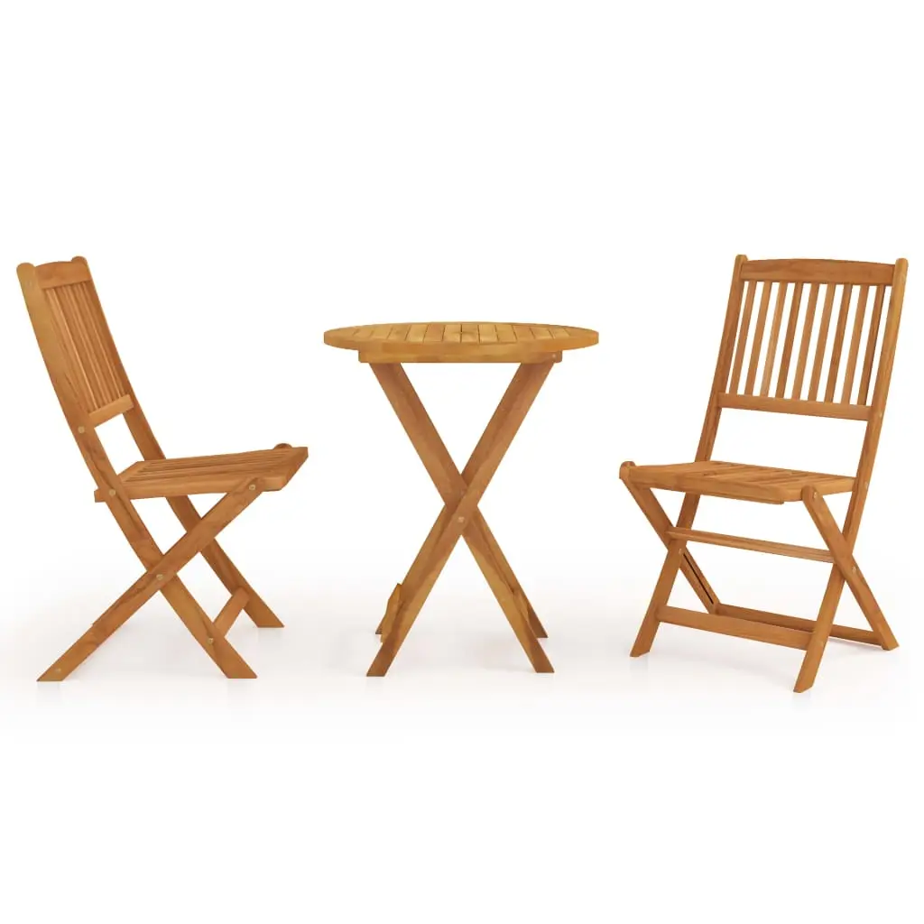 Ensemble de 3 pcs table de jardin et chaises pliable – mobilier de jardin Bois d’acacia solide-JU2629