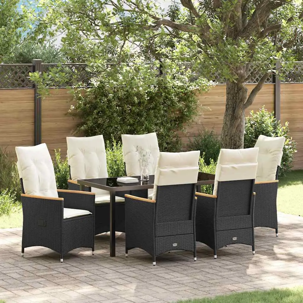 Ensemble de salle à manger pour jardin 7 pcs Noir polyrotin vidaXL 3379608