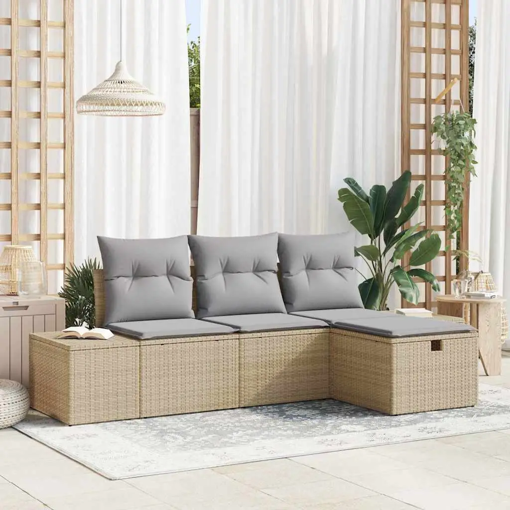 Ensemble de Canapés avec coussin 4 pcs polyrotin vidaXL 3360681