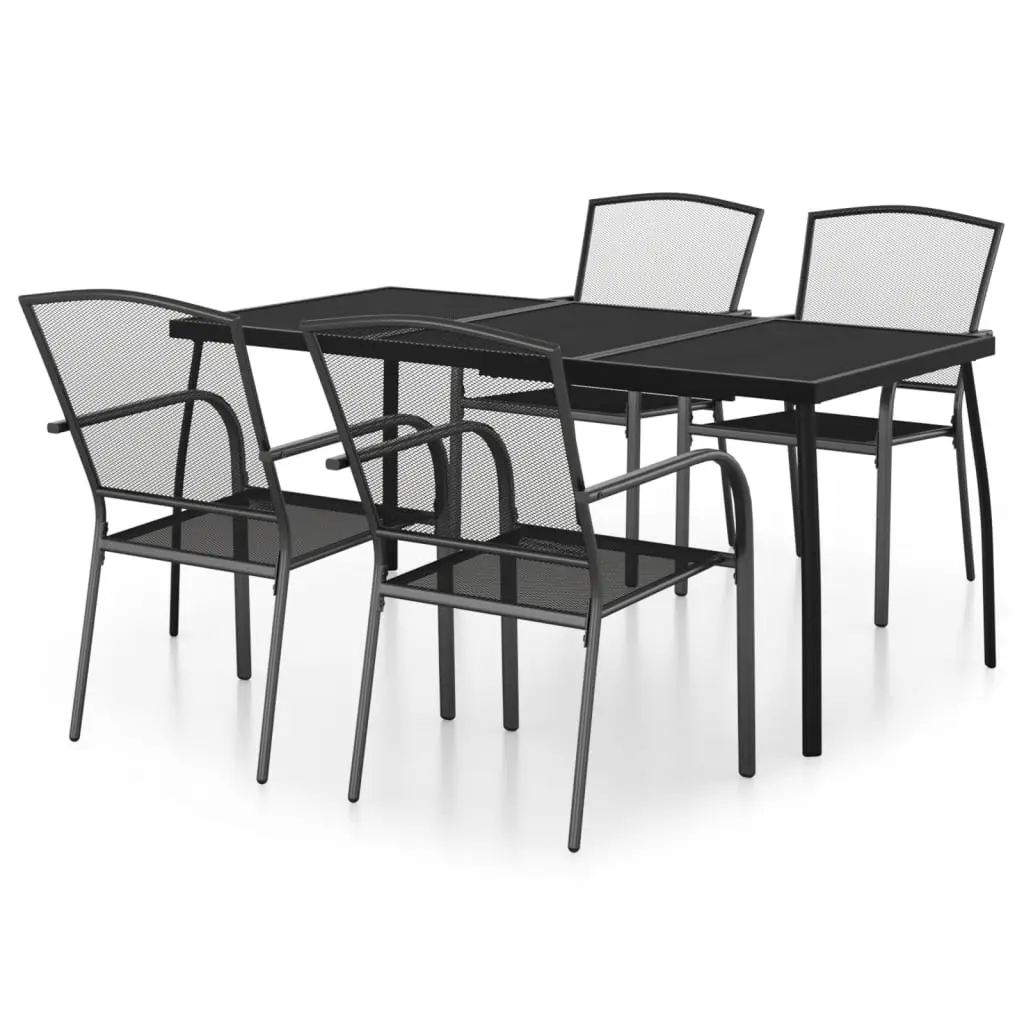 Ensemble de 5 pcs table de jardin avec chaises – mobilier de jardin anthracite acier-JU3151
