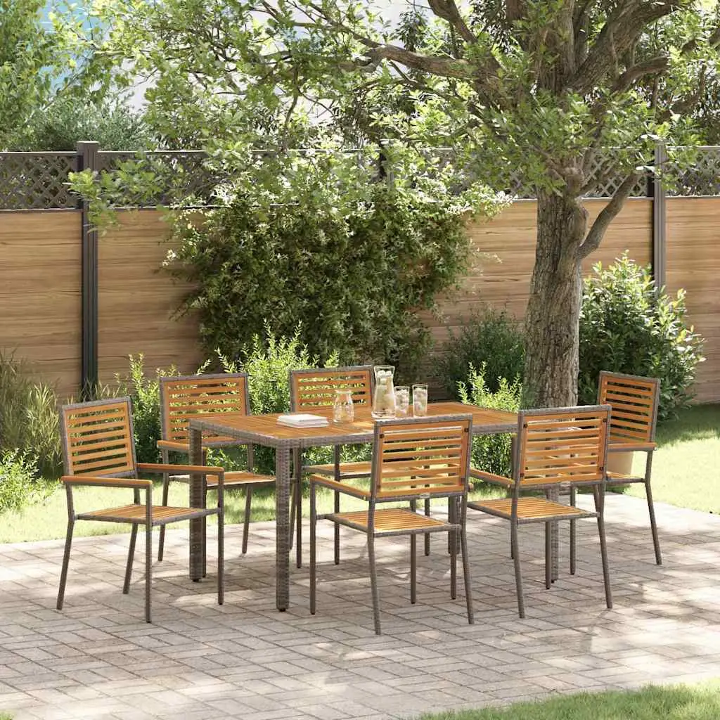 Ensemble de salle à manger pour jardin 7 pcs Gris et marron vidaXL 3365441