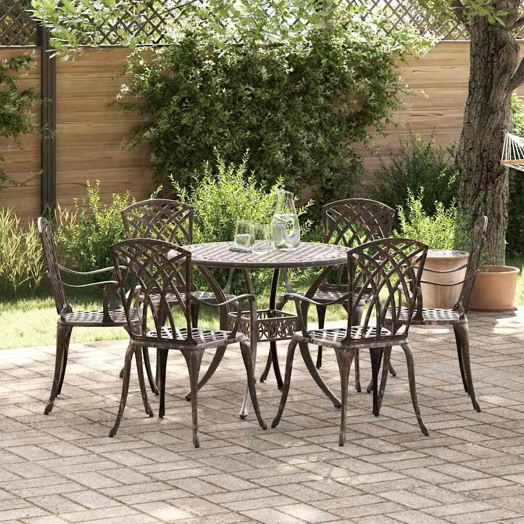 Ensemble de salle à manger pour jardin 7 pcs Bronze Aluminium vidaXL 3334720