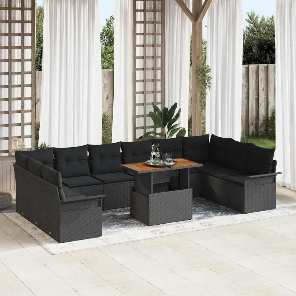 Ensemble canapé de jardin modulable 10 places avec rangement extérieur Noir – ComfortXL Outdoor Living