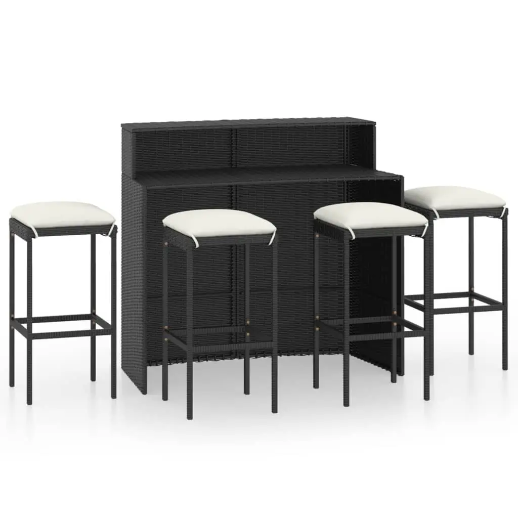 Ensemble de bar de jardin avec coussins 5 pcs | Mobilier d’extérieur Noir Maison Chic