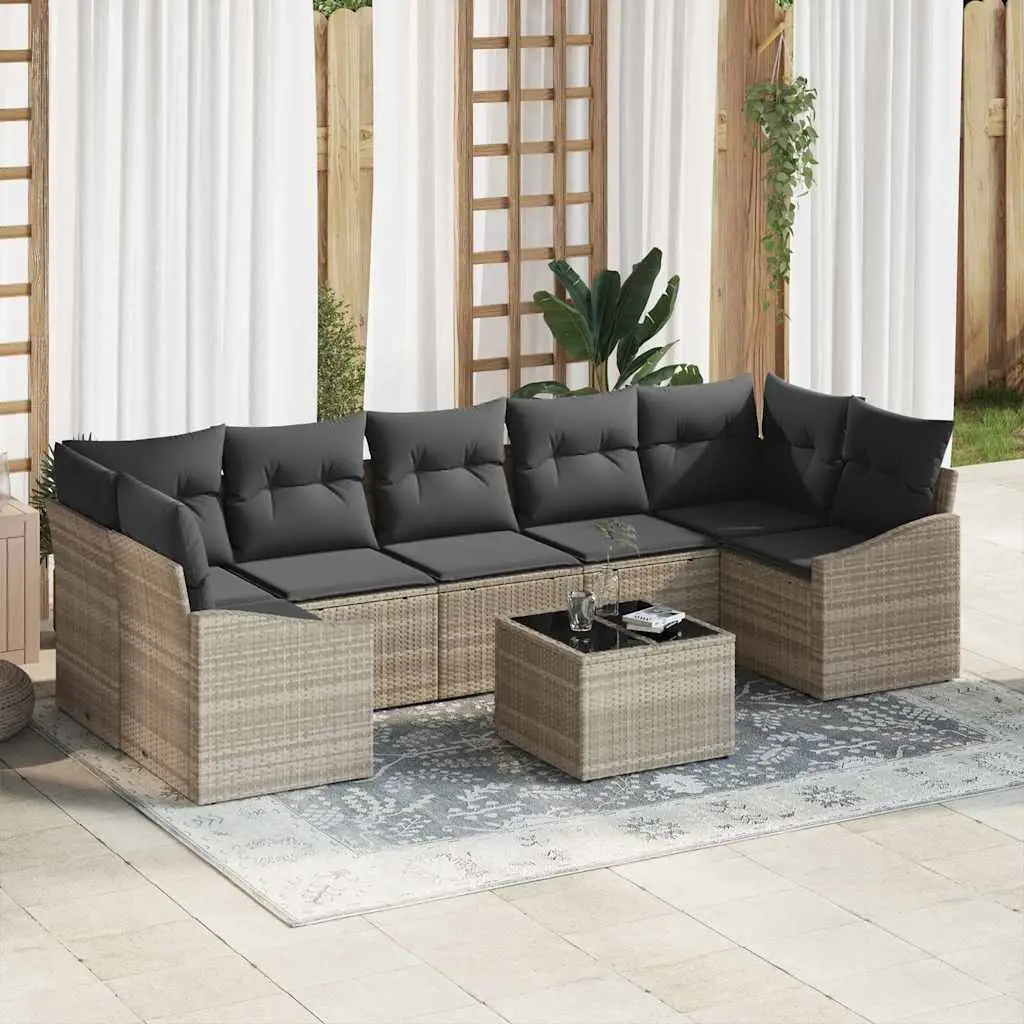 Ensemble de Canapés 8 pcs Gris clair et gris foncé polyrotin vidaXL 3355311