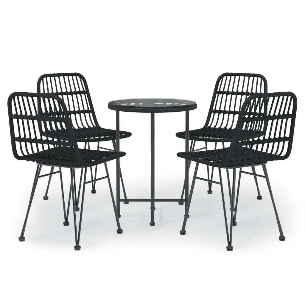 Ensemble de 5 pcs table de jardin avec chaises – mobilier de jardin Noir Résine tressée-JU2515
