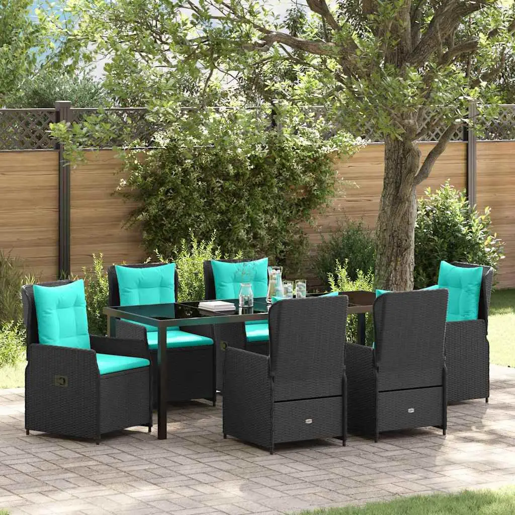 Ensemble de salle à manger pour jardin 7 pcs Noir Poly rotin vidaXL 3381042