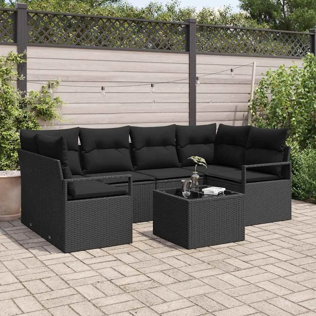 Ensemble de Canapés 7 pcs Noir polyrotin vidaXL 3346283