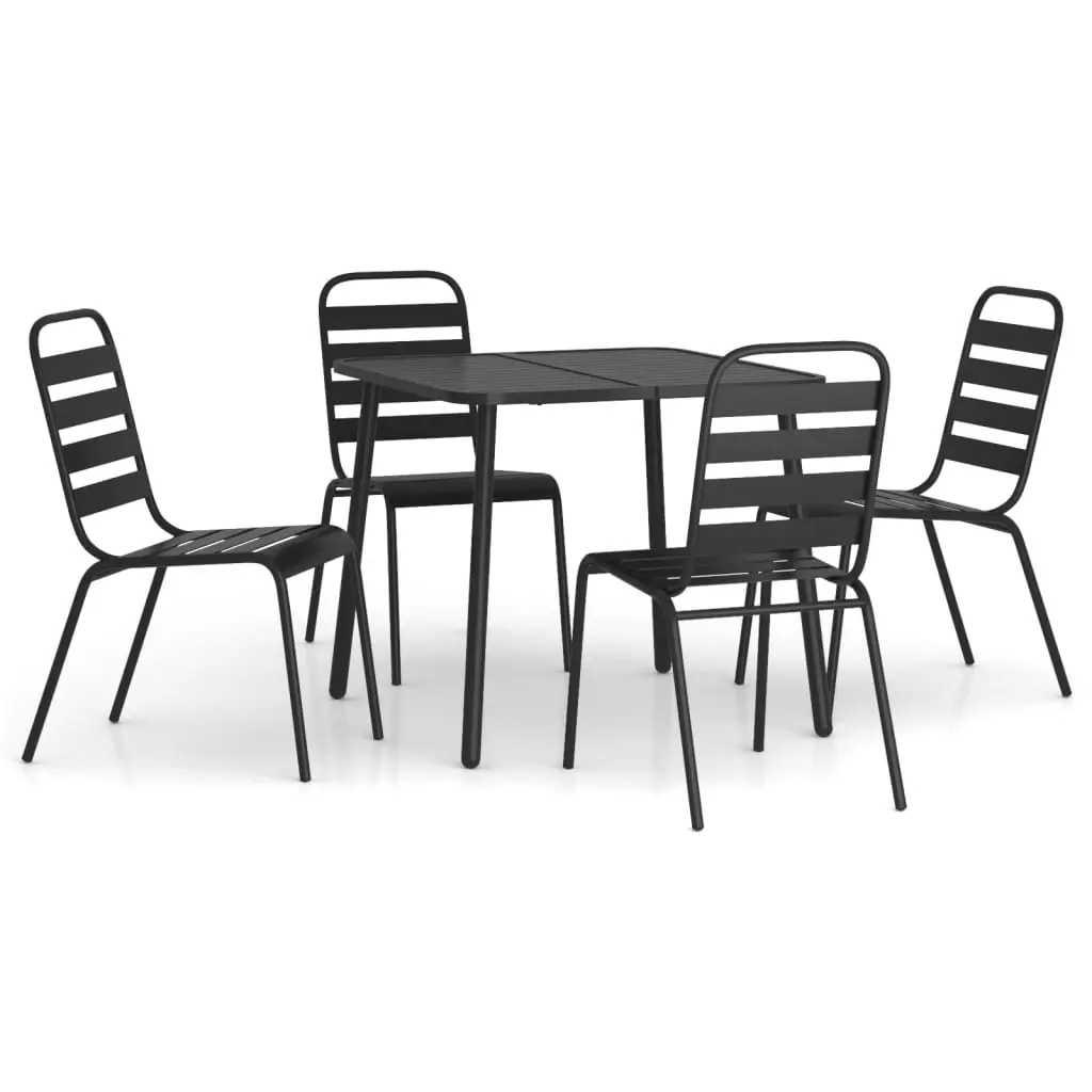 Ensemble de 5 pcs table de jardin avec chaises – mobilier de jardin anthracite acier-JU2973