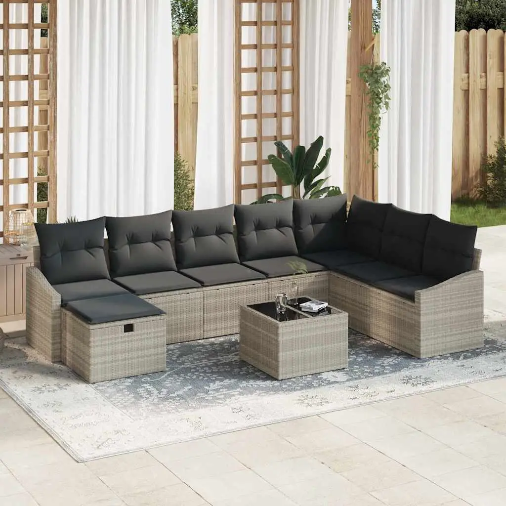 Ensemble de canapé de jardin avec coussin 9 pcs polyrotin vidaXL 3359341