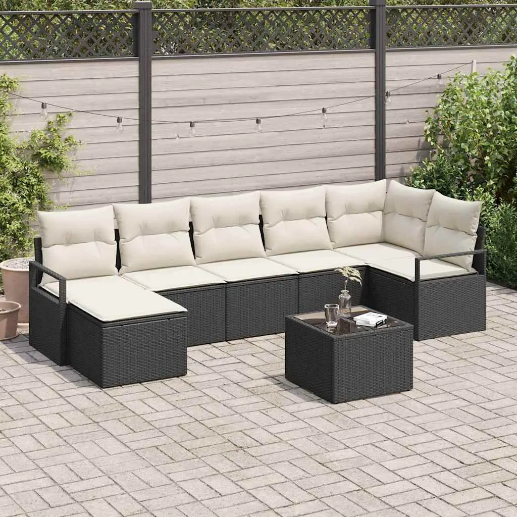 Ensemble de Canapés avec coussin 8 pcs Noir polyrotin vidaXL 3346477