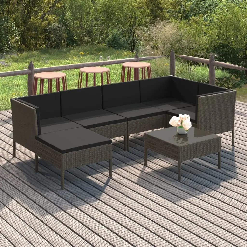 Ensemble de Jardin 7 Places Modulable avec Repose-Pieds en Résine Tressée Grise – ComfortXL Outdoor Living