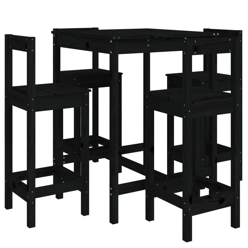 Ensemble de 5 pcs bar de jardin – Mobilier d’extérieur – Mobilier de jardin noir bois de pin massif-JU2124