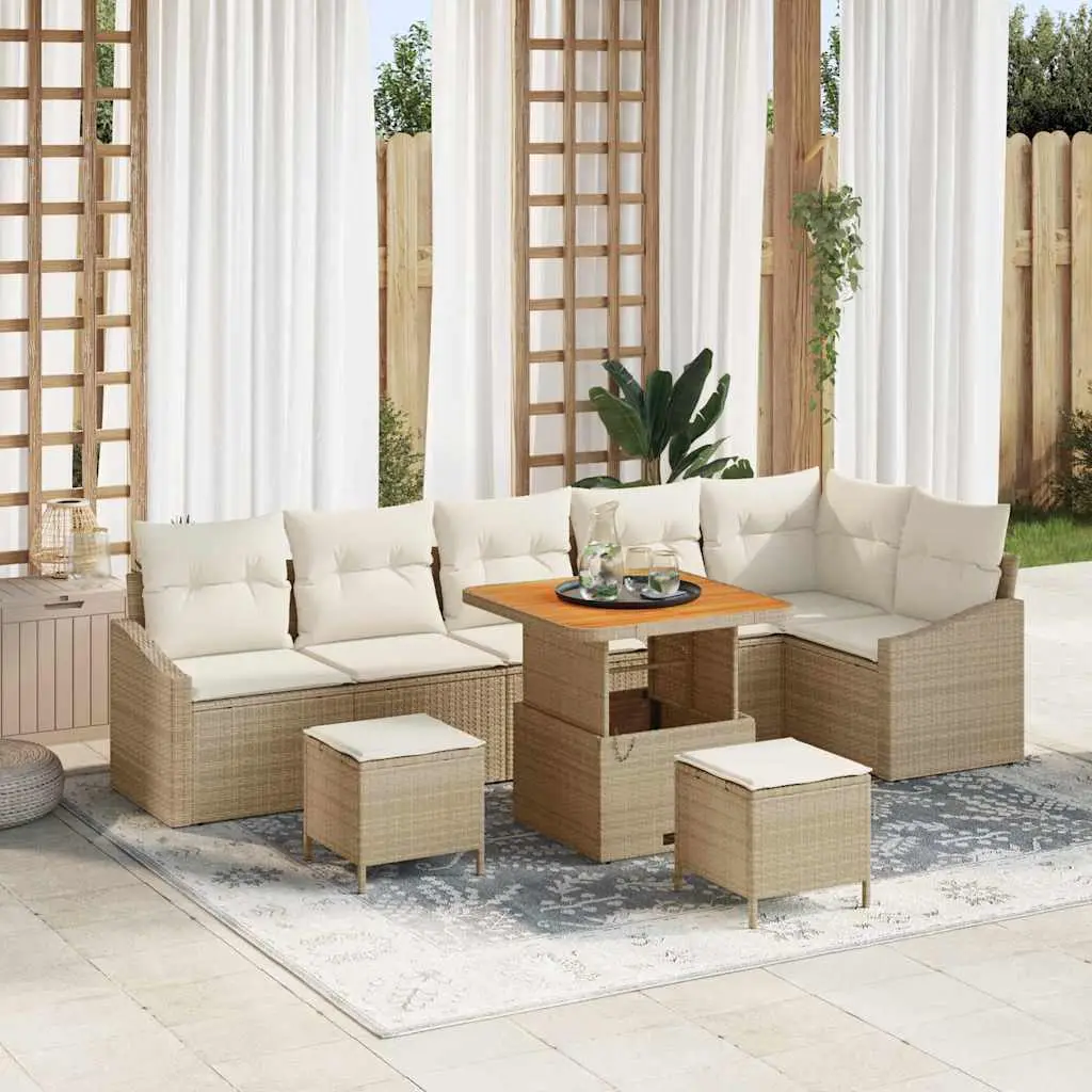 Ensemble de jardin 9 pcs avec canapé 2 places et table basse Beige – ComfortXL Outdoor Living