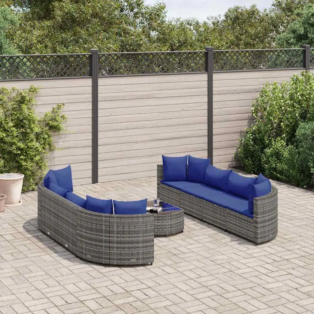 Ensemble canapés de jardin 9 pcs modulables en résine tressée et acier Gris – ComfortXL Outdoor Living