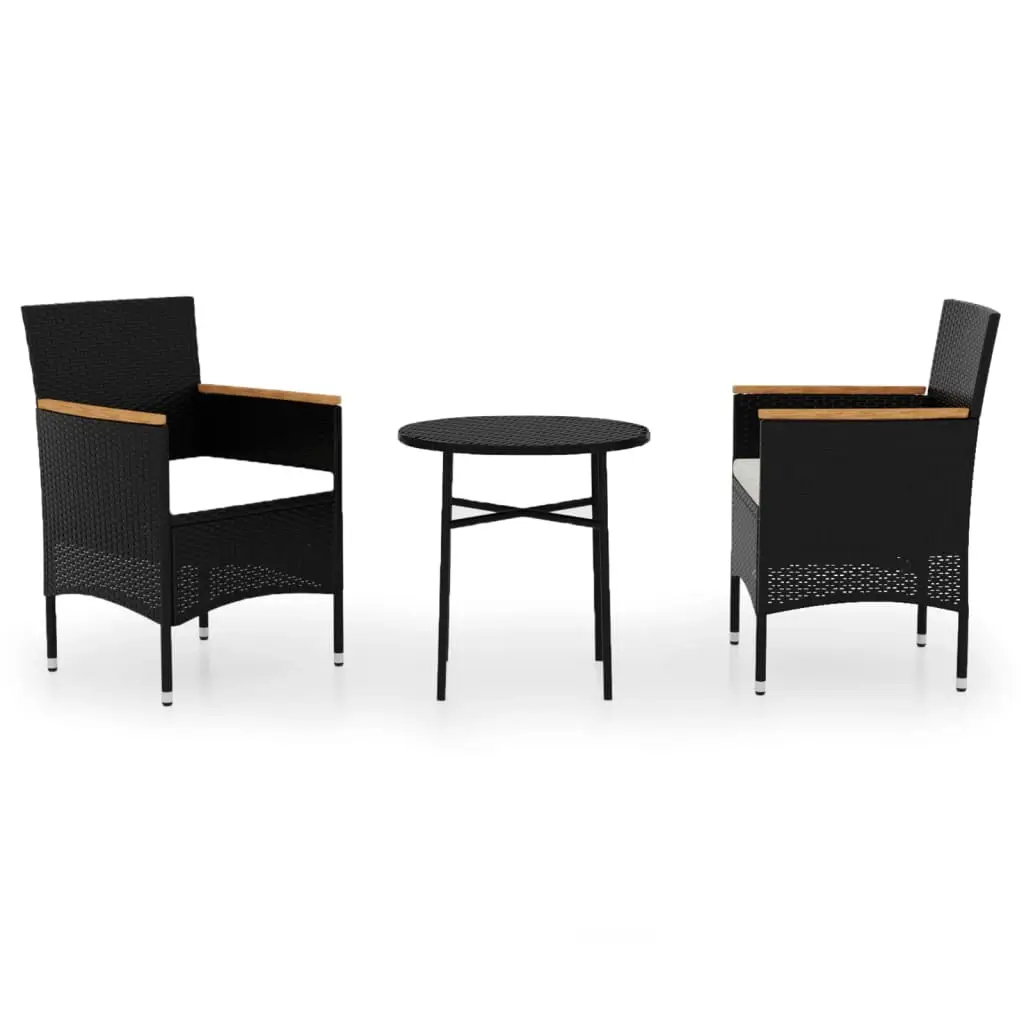 Ensemble de 3 pcs table de jardin avec chaises – mobilier de jardin Résine tressée Noir-JU2424