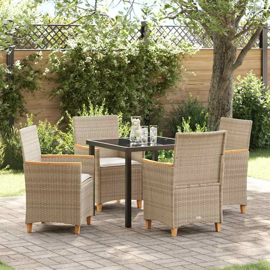 Ensemble de repas de jardin 4 places 5 pièces en polyrotin tressé Beige – ComfortXL Outdoor Living