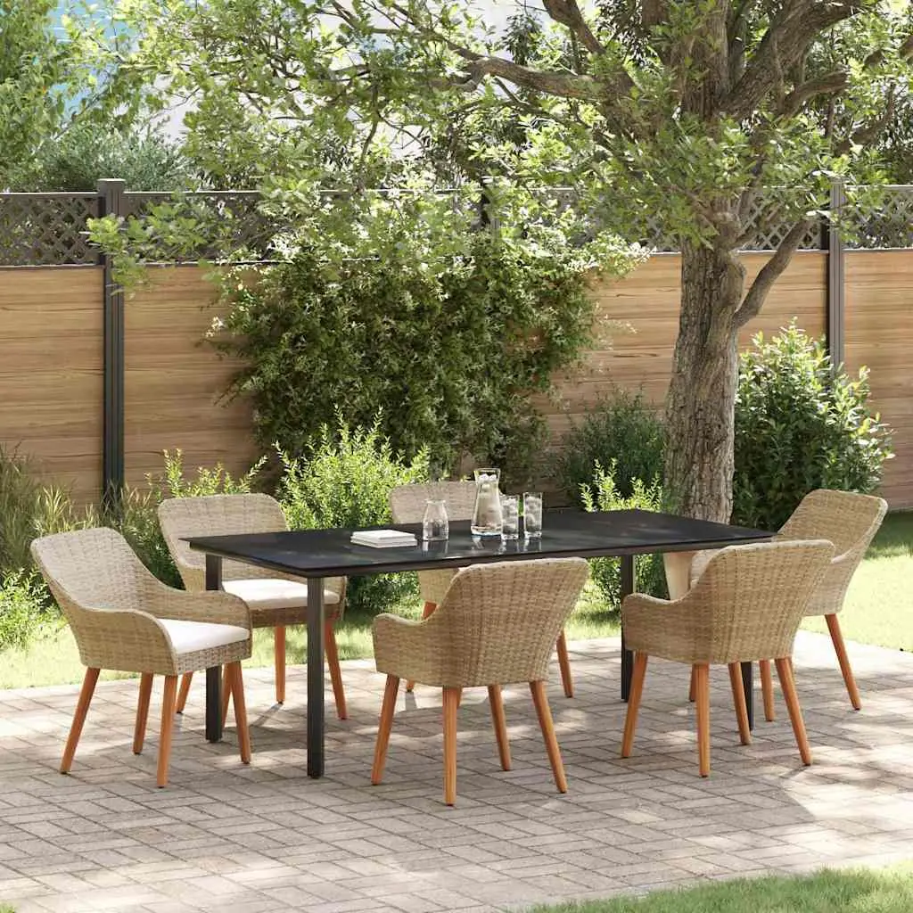 Ensemble de salle à manger pour jardin 7 pcs Beige polyrotin vidaXL 3261703 Beige