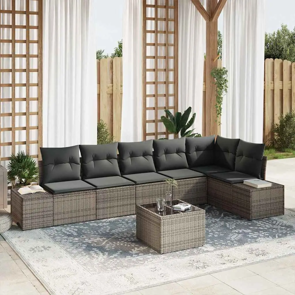 Ensemble de canapé de jardin avec stockage Gris clair polyrotin vidaXL 3355758