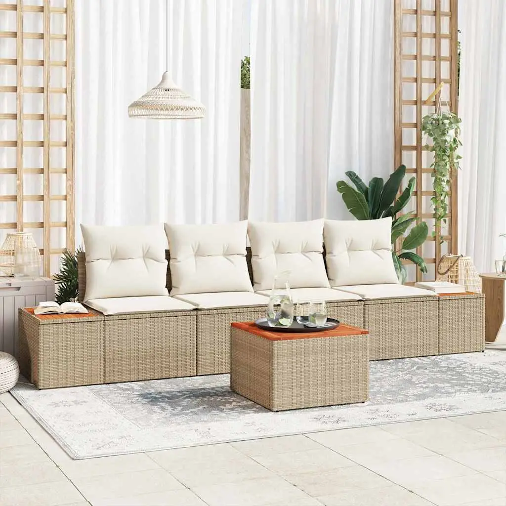 Ensemble Canapé Terrasse 4 Personnes Beige – Avec Rangement Coussins, Modulable – ComfortXL Outdoor Living