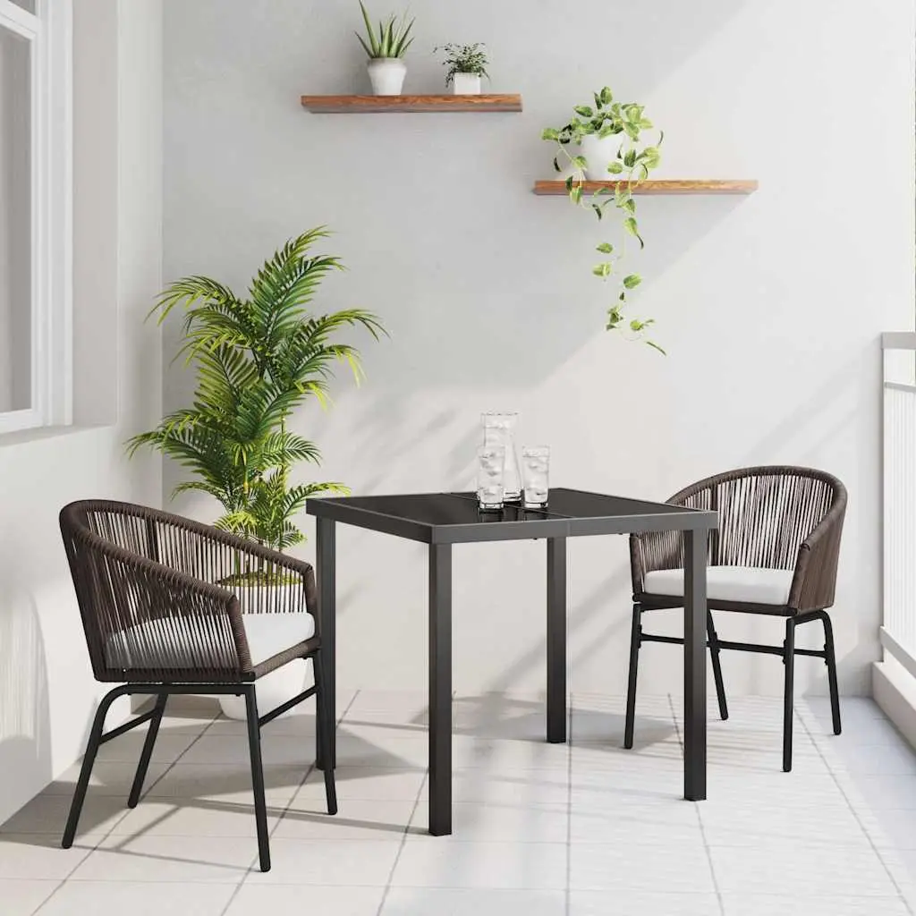 Ensemble de Repas pour Balcon 2 Places avec Coussins Résistants aux UV Marron – ComfortXL Outdoor Living