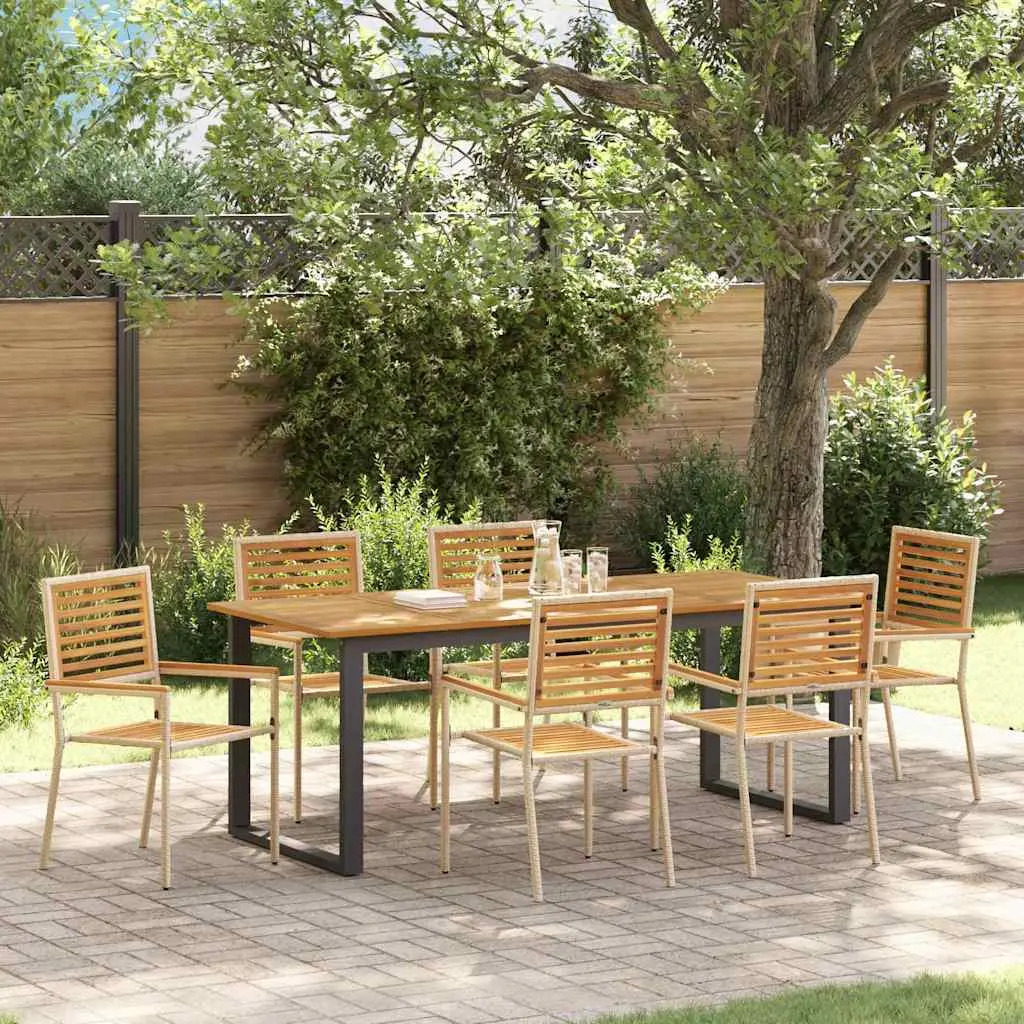 Ensemble de salle à manger pour jardin 7 pcs Beige vidaXL 3365468