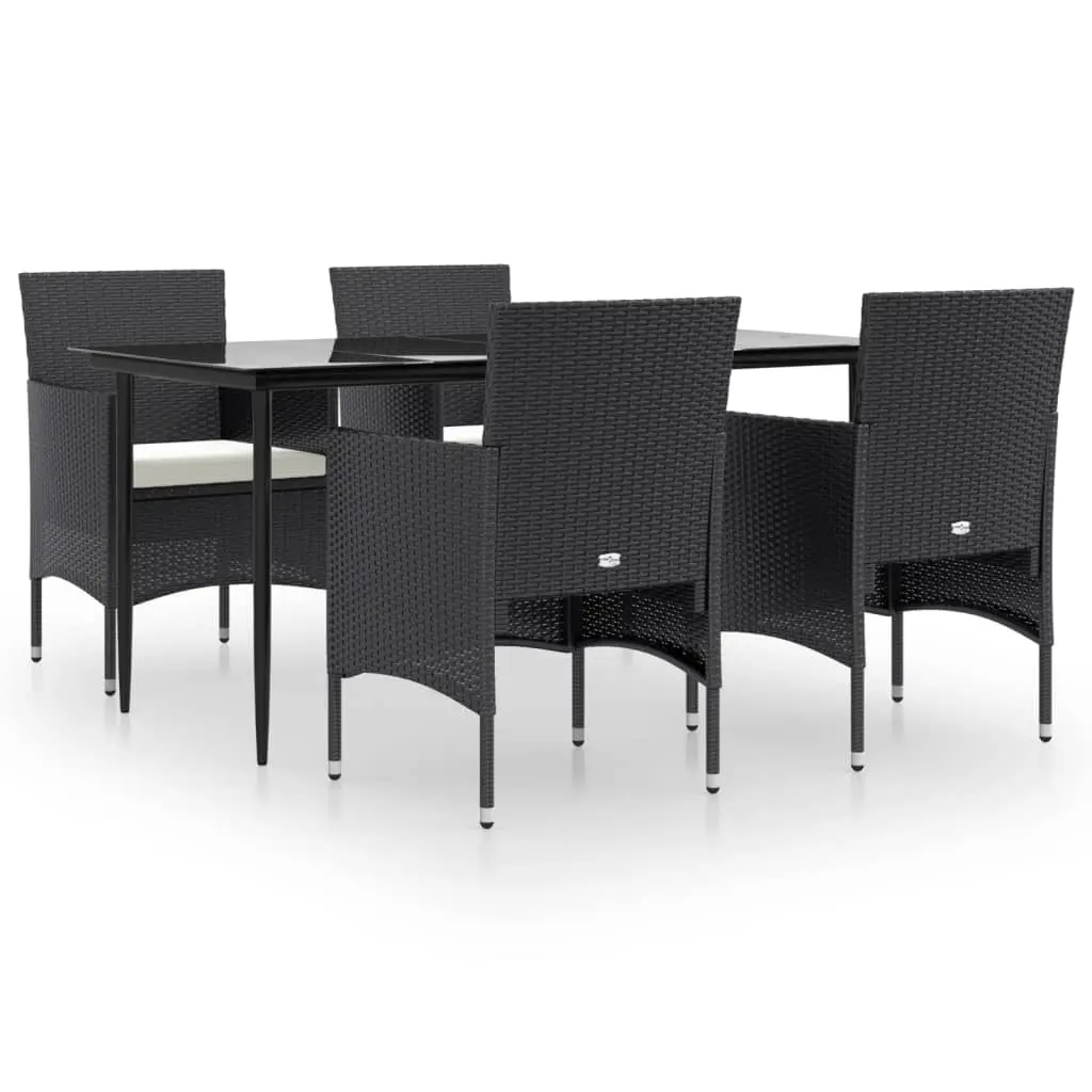 Ensemble de 5 pcs table de jardin et chaises avec coussins – mobilier de jardin Noir