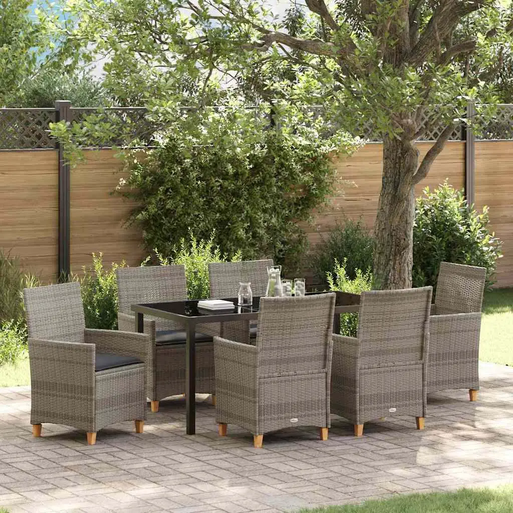 Ensemble de salle à manger pour jardin 7 pcs Gris polyrotin vidaXL 3381076