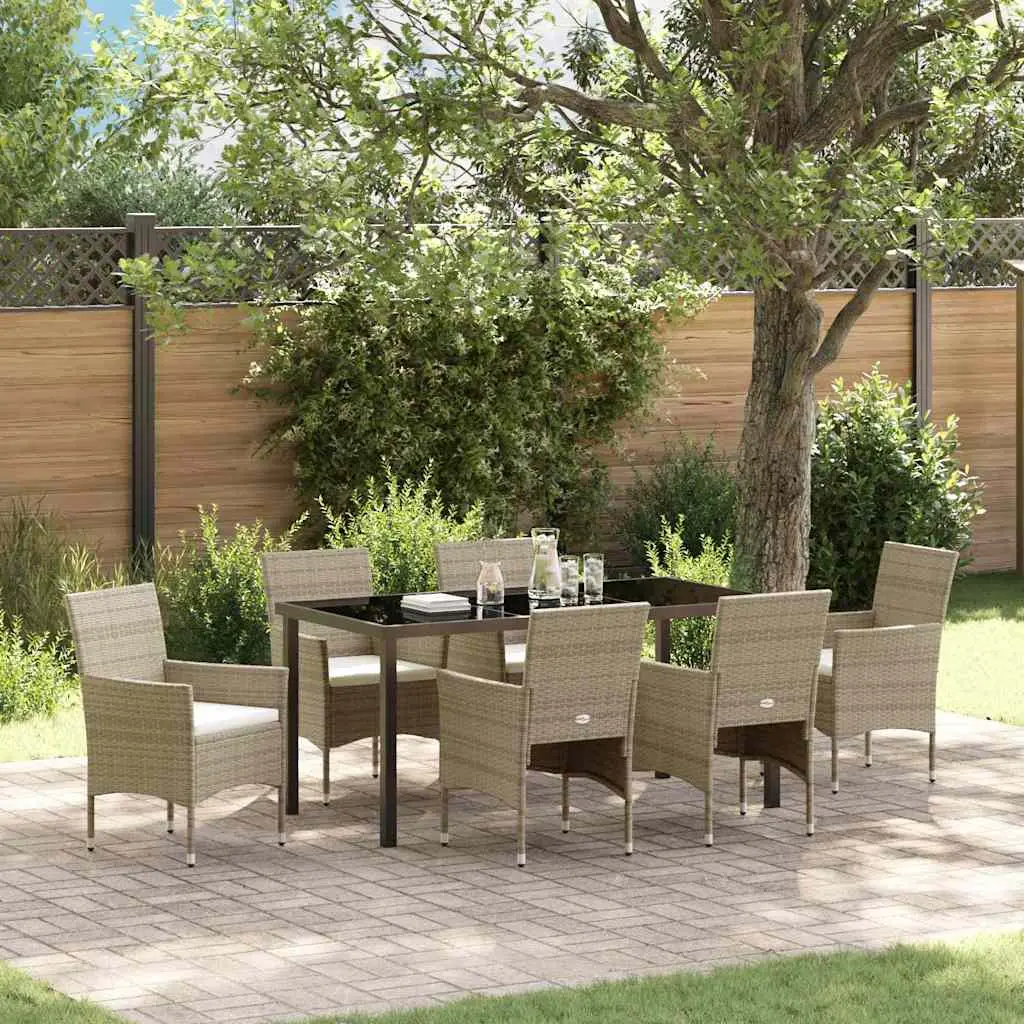 Ensemble de salle à manger pour jardin 7 pcs Beige polyrotin vidaXL 3379741 Beige