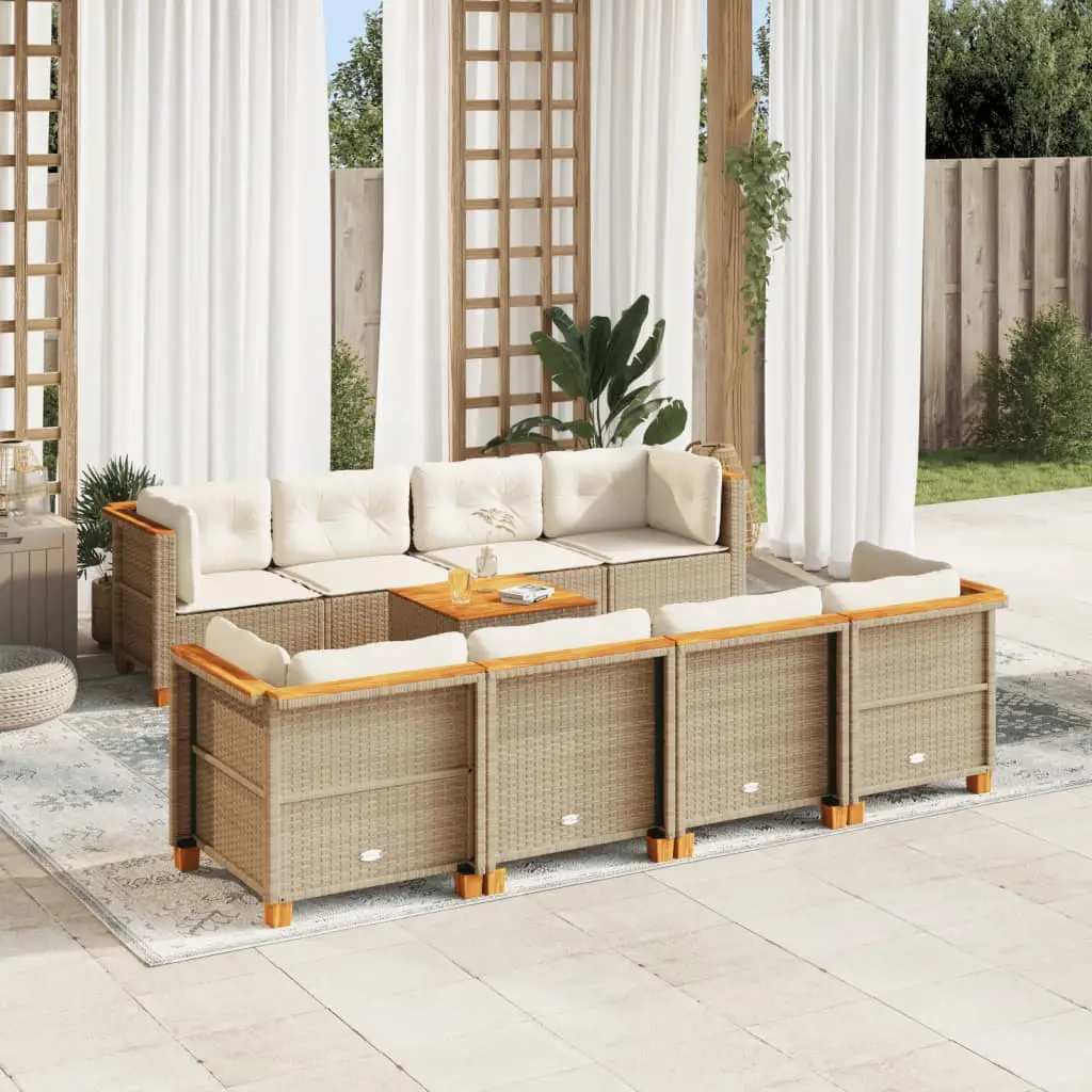 Ensemble Canapés de Jardin 9 Pièces en Résine Tressée Modulable et Confort Beige – ComfortXL Outdoor Living
