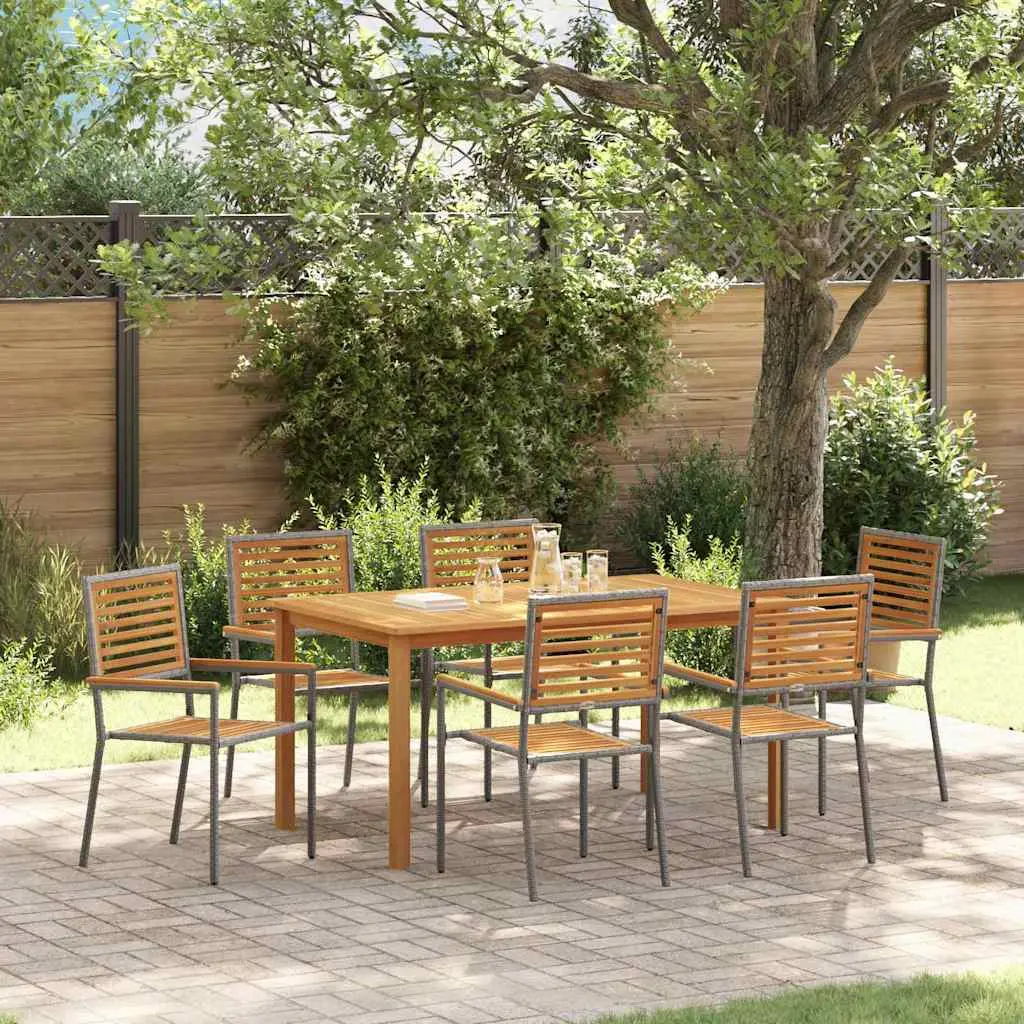 Ensemble de salle à manger pour jardin 7 pcs Gris vidaXL 3365521