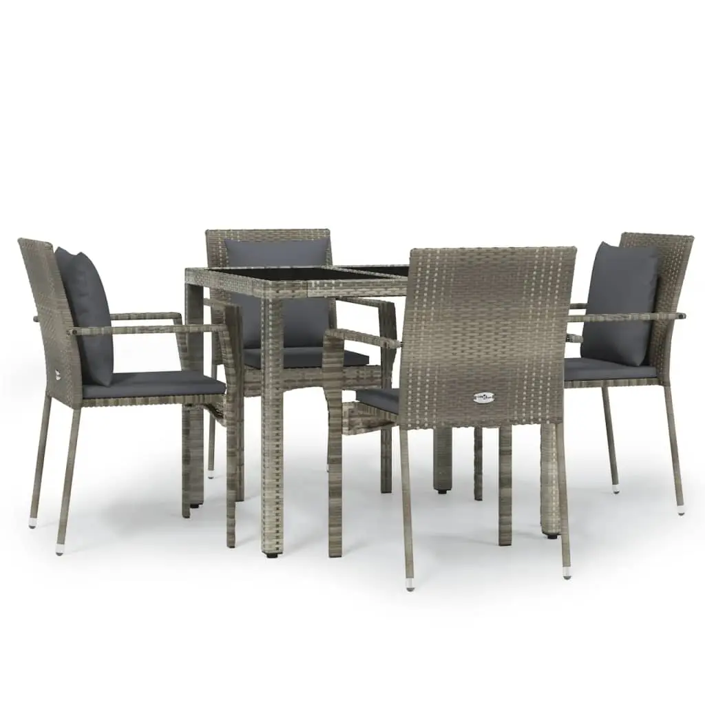 Ensemble de 5 pcs table de jardin avec chaises – mobilier de jardin coussins gris résine tressée ny570
