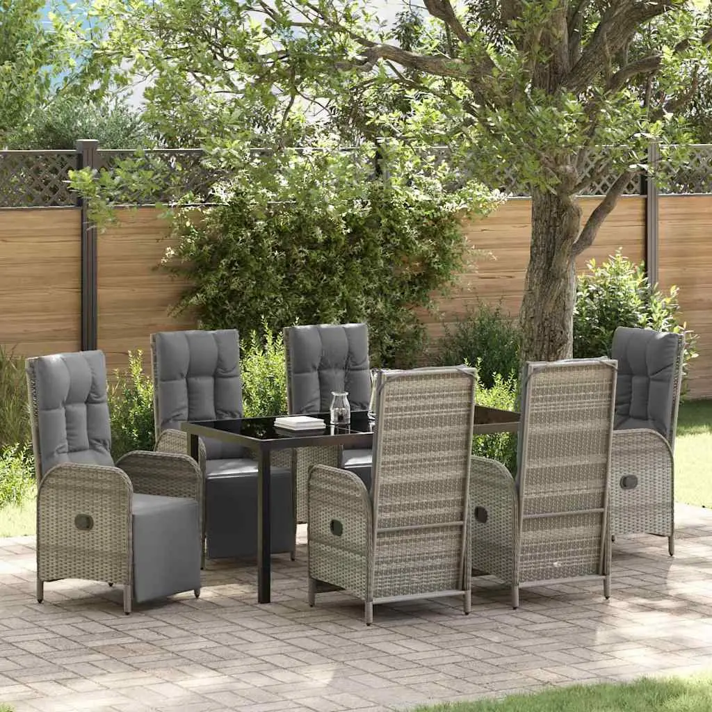 Ensemble de salle à manger pour jardin 7 pcs Gris polyrotin vidaXL 3380138