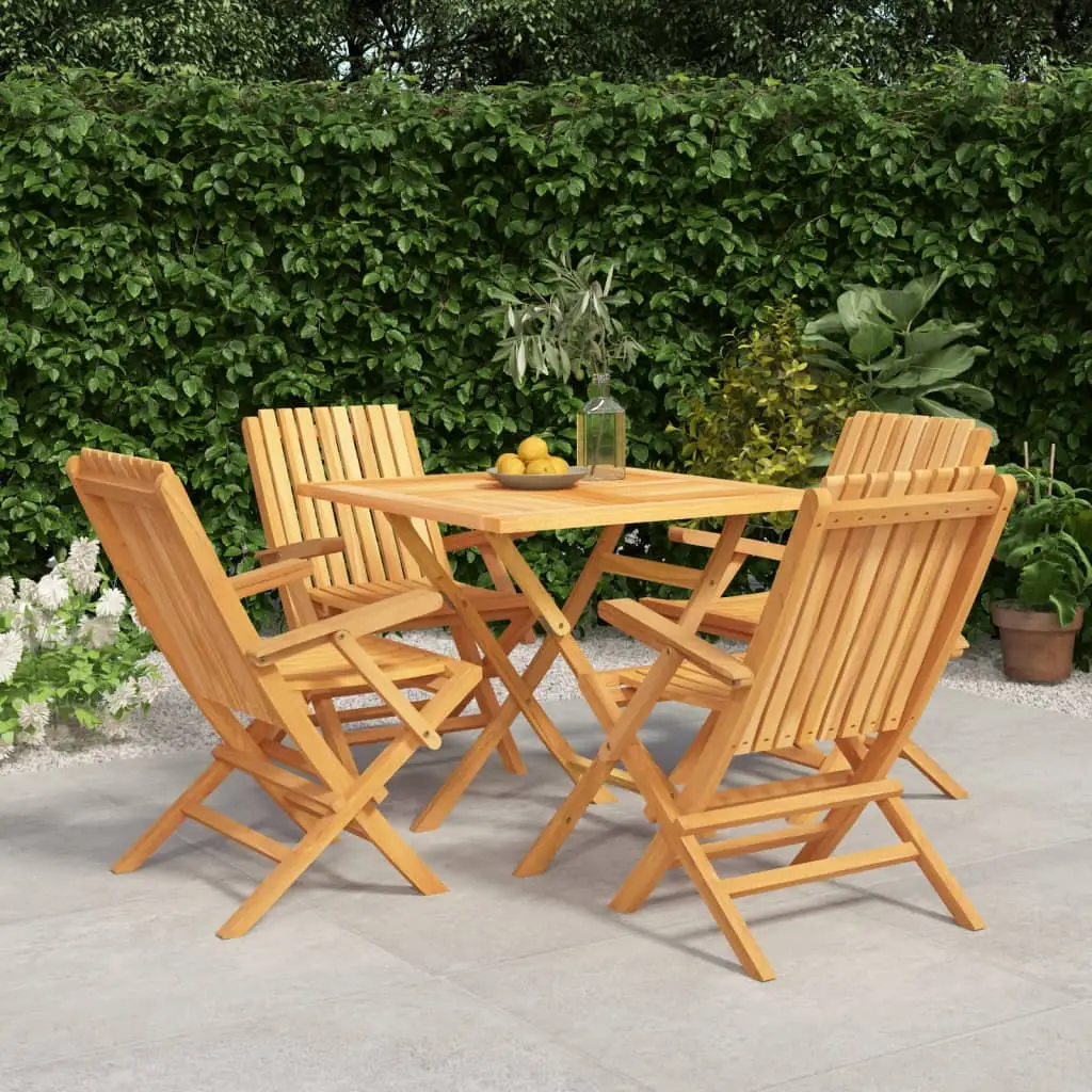 Ensemble de Jardin Pliable 4 Places en Bois de Teck, Table 85x85cm et Chaises en Bois à Lattes Larges – ComfortXL Outdoor Living