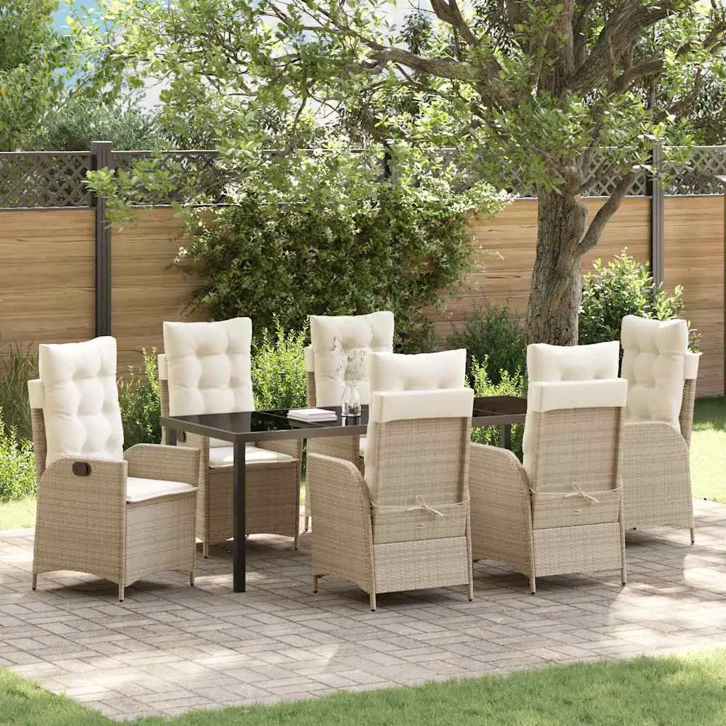 Ensemble de salle à manger pour jardin 7 pcs Beige polyrotin vidaXL 3380510 Beige