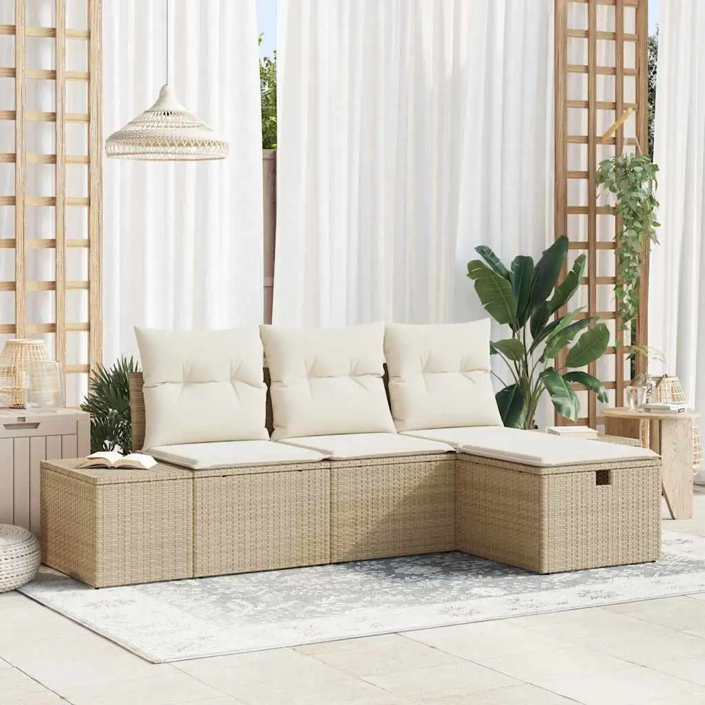 Ensemble de Canapés avec coussin 4 pcs polyrotin vidaXL 3360682