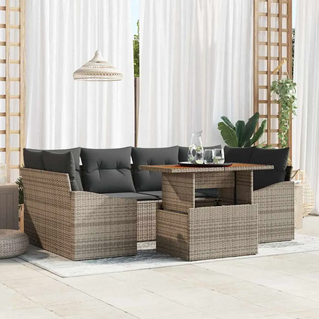 Ensemble de salle à manger pour jardin 7 pcs Gris et marron vidaXL 3349789