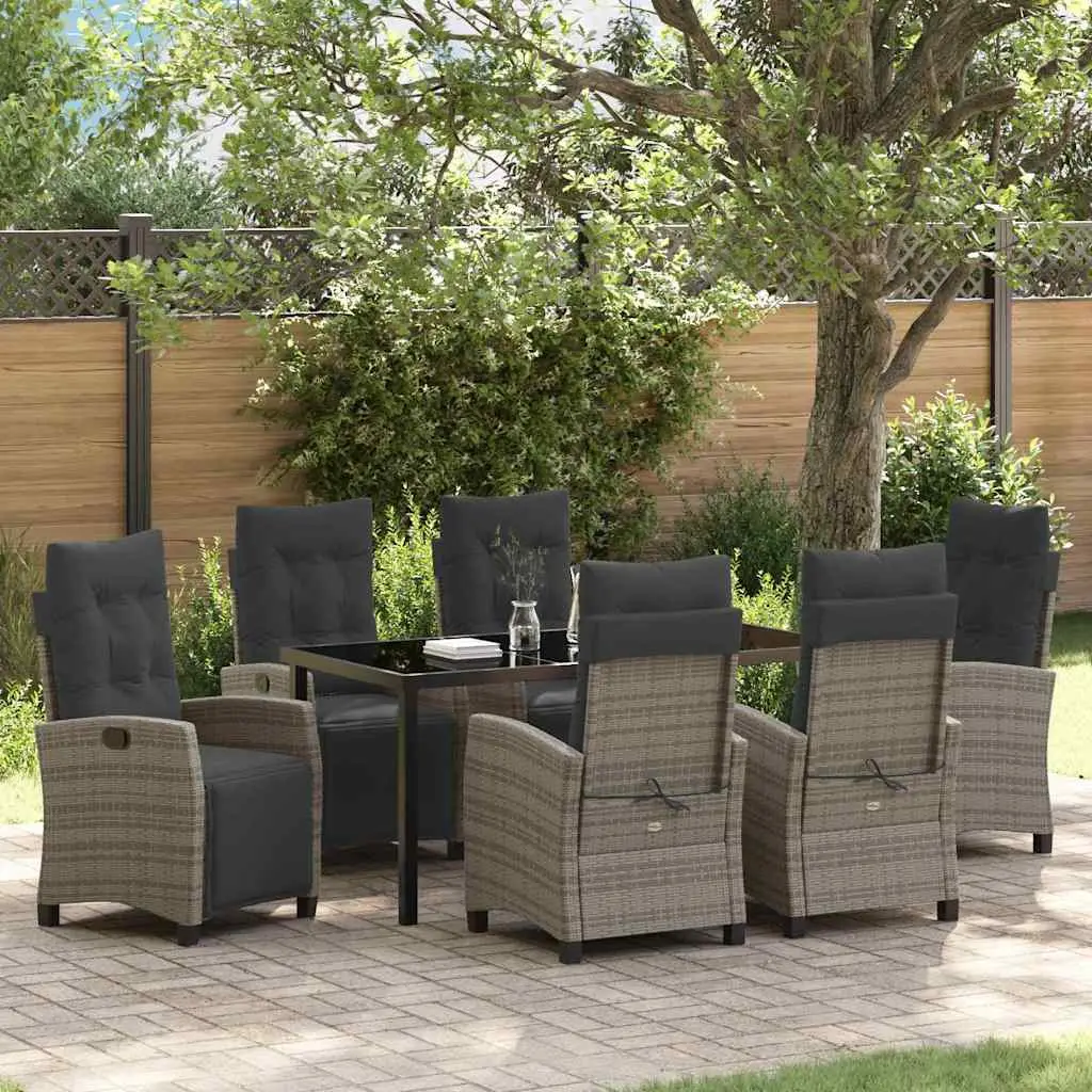 Ensemble de salle à manger pour jardin 7 pcs Gris polyrotin vidaXL 3380439