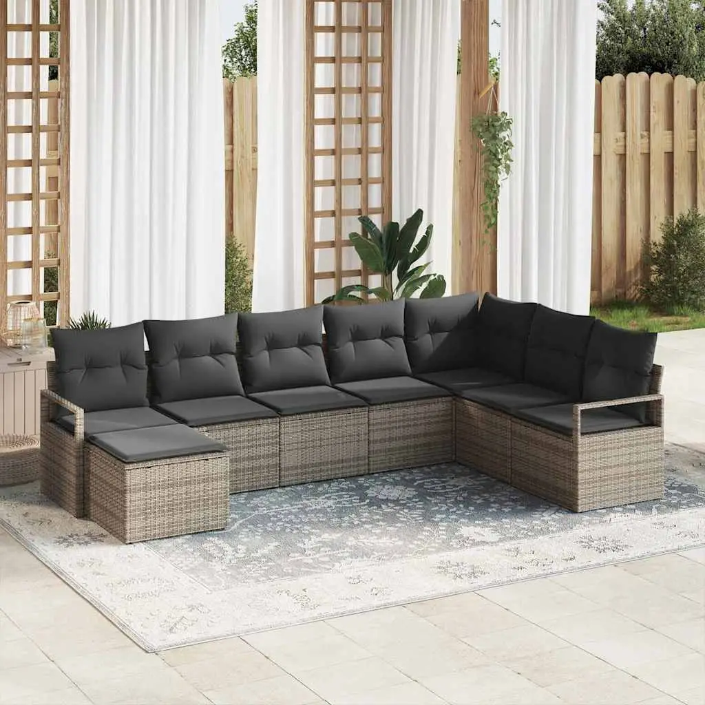 Ensemble de Canapés avec coussin 8 pcs Noir et Crème polyrotin vidaXL 3355166