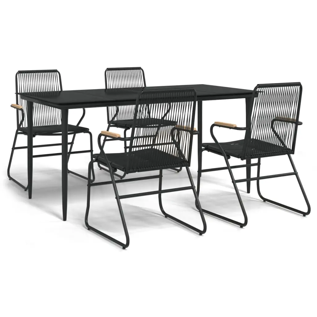 Ensemble de 5 pcs table de jardin avec chaises – mobilier de jardin Noir Rotin PVC