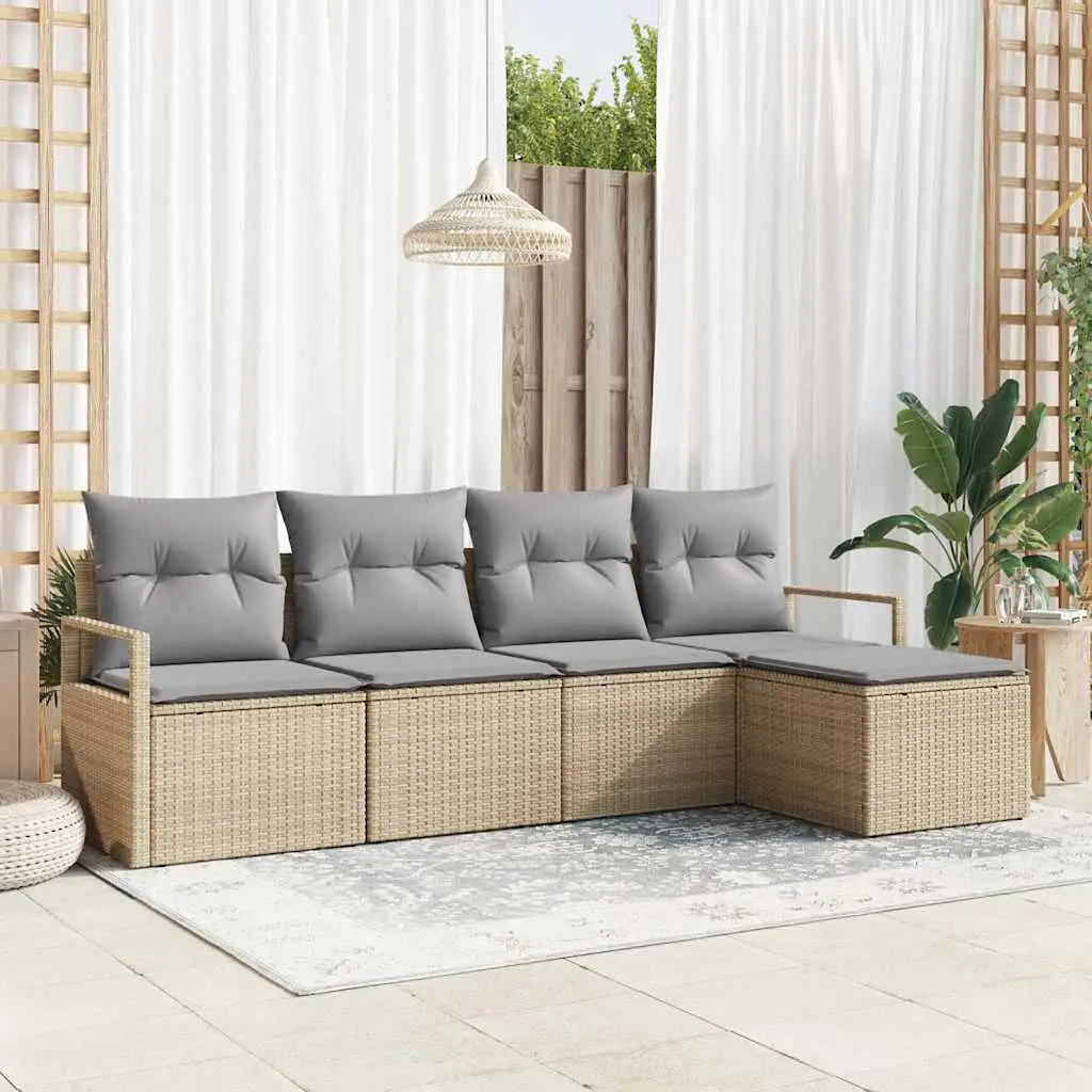 Ensemble de Canapés avec coussin 5 pcs Beige polyrotin vidaXL 3346340