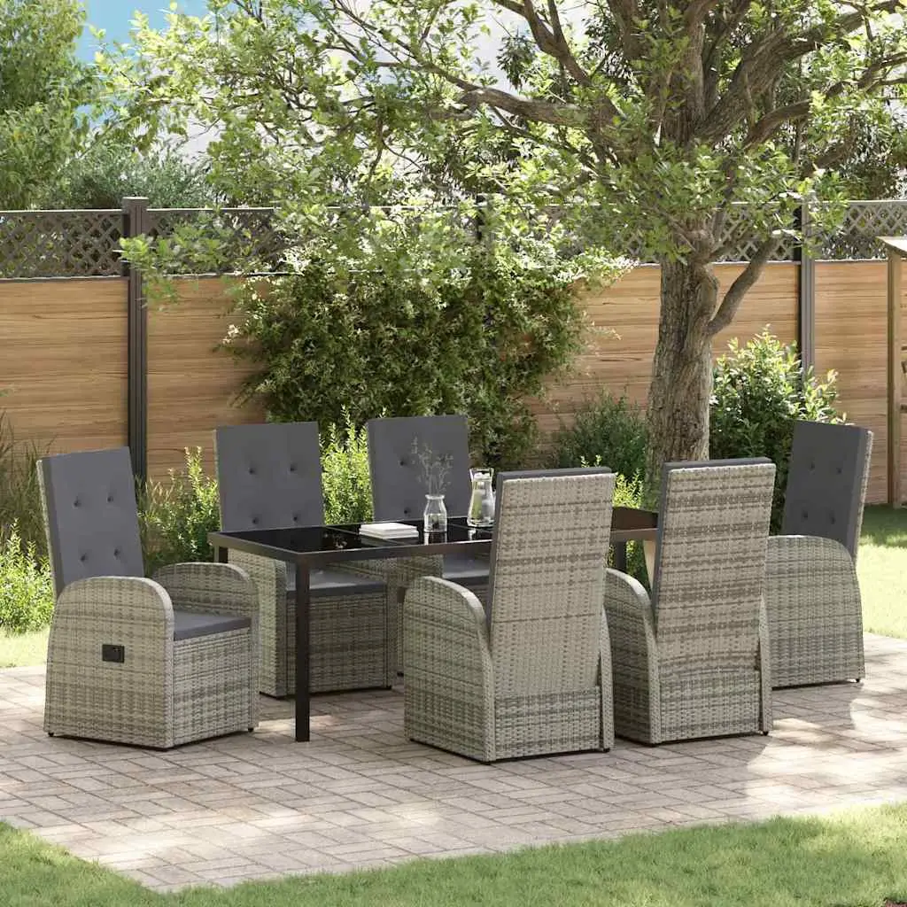 Ensemble de salle à manger pour jardin 7 pcs Gris polyrotin vidaXL 3379497