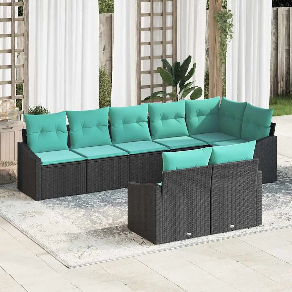 Ensemble de Canapés avec coussin 8 pcs Noir polyrotin vidaXL 3346776