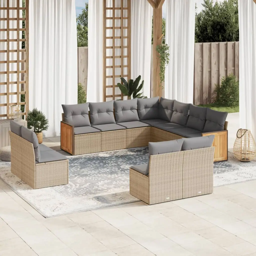 Ensemble canapés de jardin 11 pcs beige en résine tressée avec rangement confort – ComfortXL Outdoor Living