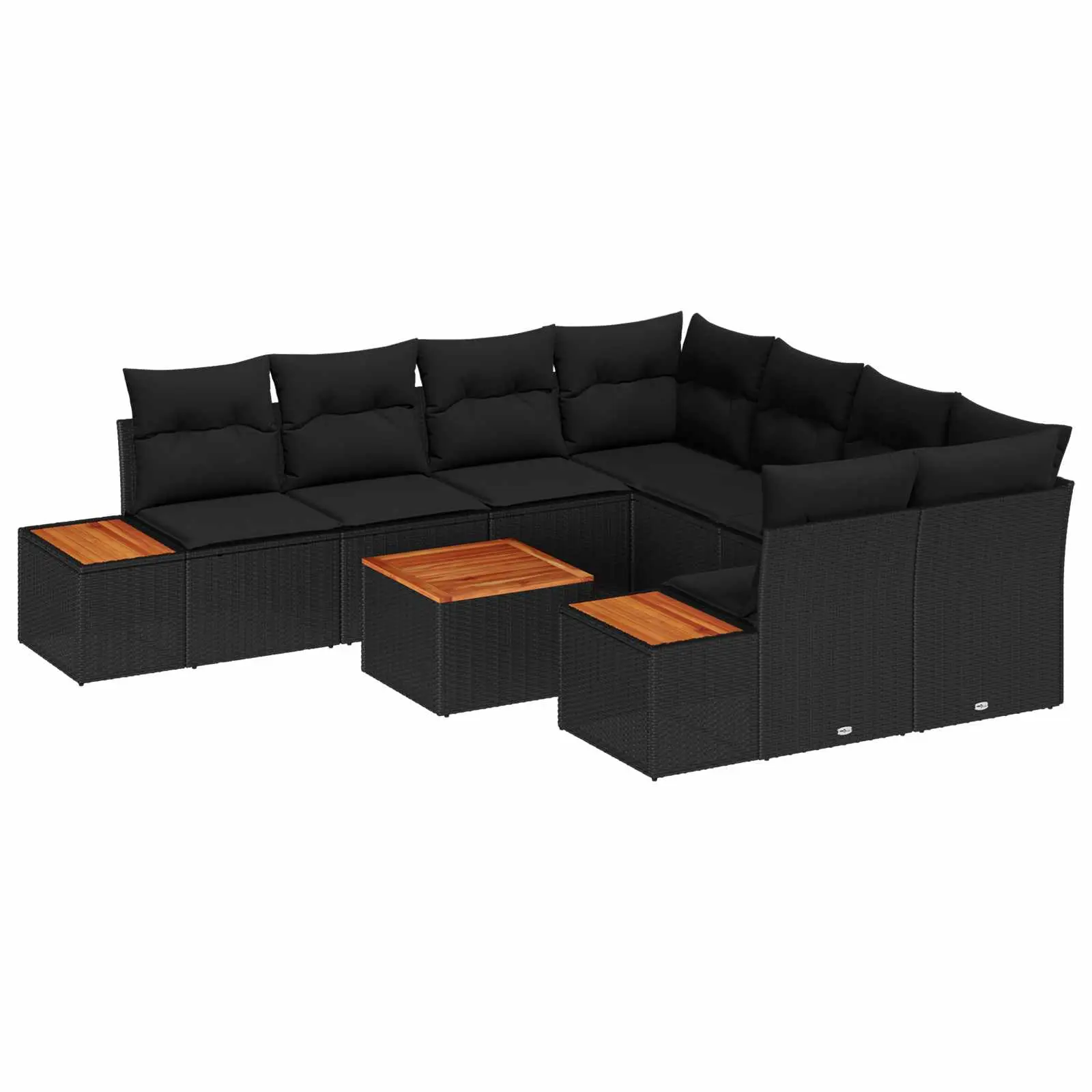 Ensemble de canapé de jardin avec coussin 9 pcs Noir Poly rotin vidaXL 3348054