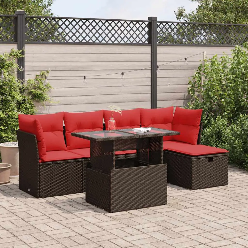 Ensemble d’Extérieur 5 Places Résine Tressée Marron avec Pouf Coffre et Table Brun – ComfortXL Outdoor Living