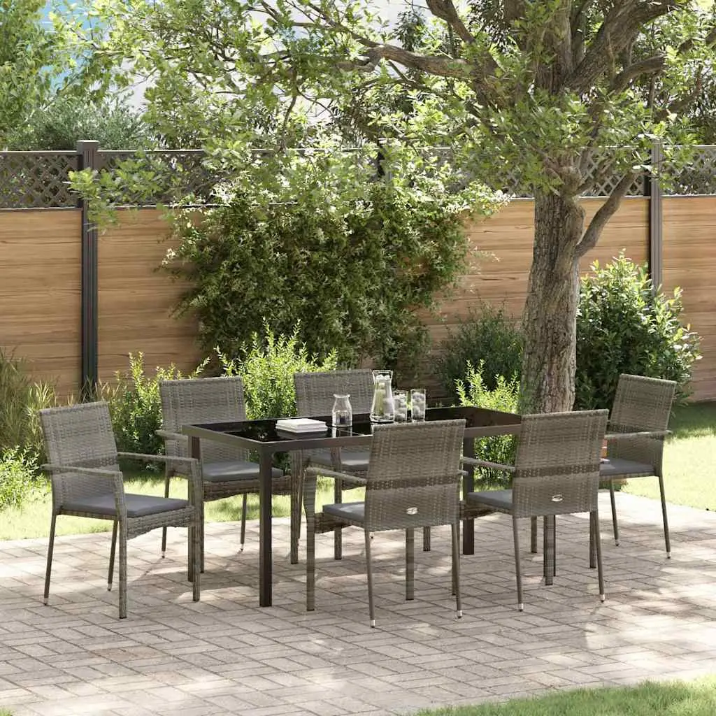 Ensemble de salle à manger pour jardin 7 pcs Gris polyrotin vidaXL 3380096
