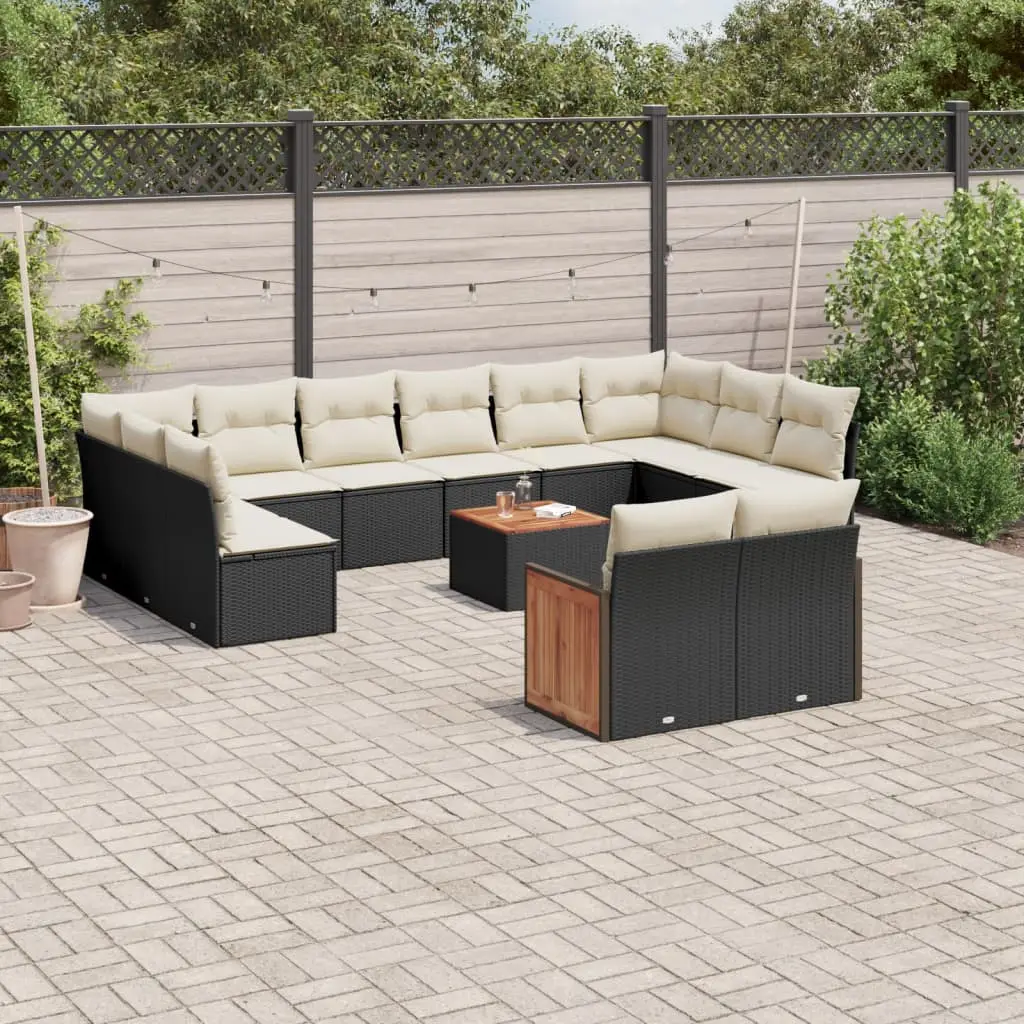 Ensemble canapés de jardin 13 pcs résine tressée table et coussins Noir – ComfortXL Outdoor Living