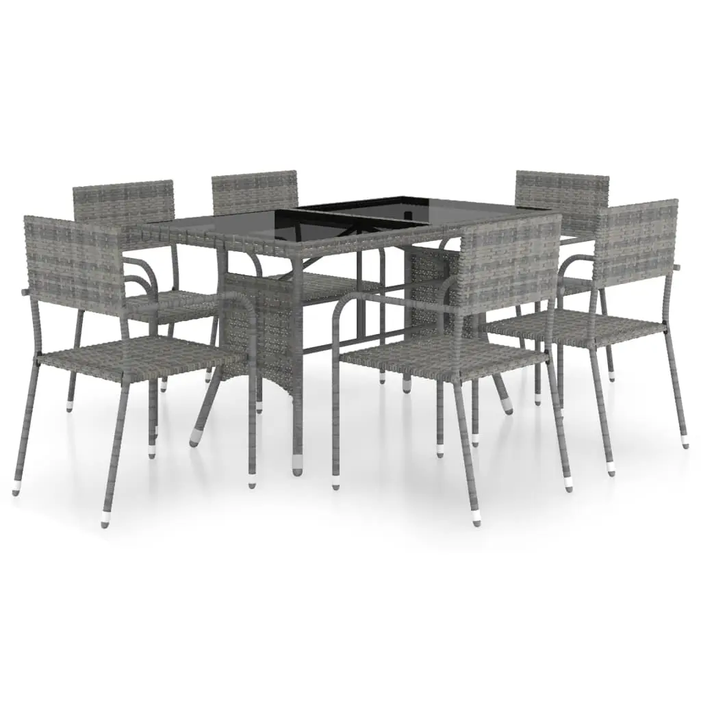 Ensemble de 7 pcs table de jardin avec chaises – mobilier de jardin Résine tressée Anthracite gris-JU2340