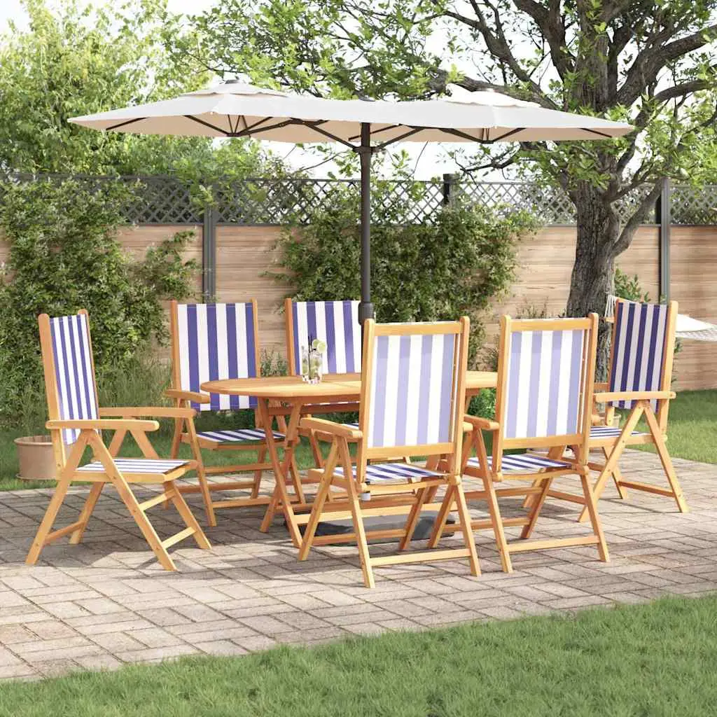 Ensemble de salle à manger pour jardin 7 pcs Bleu et Blanc vidaXL 3375753